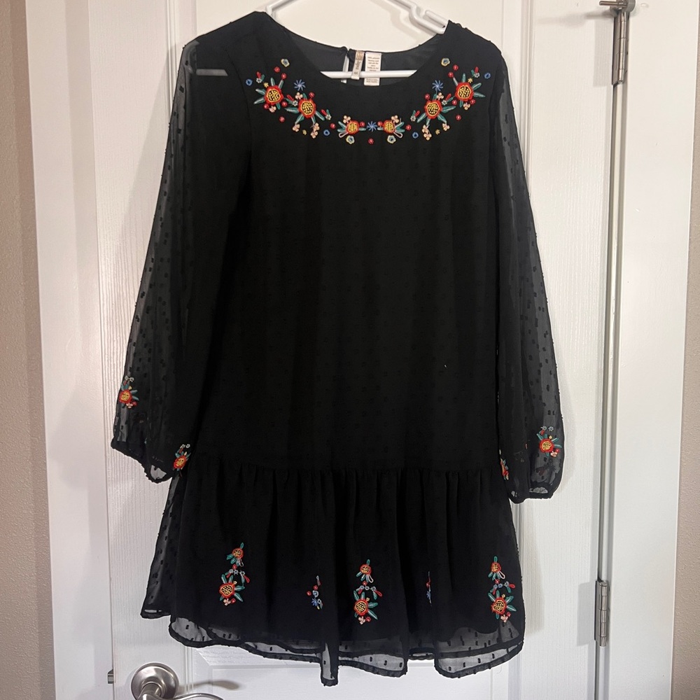 Japna embroidered tunic dress with ruffle skirt